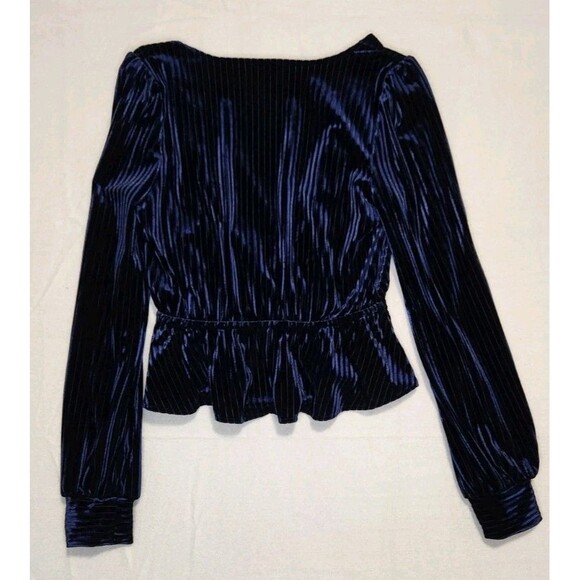 Velvet Forever 21 Romantic Holiday Glam Deep Blue Long Sleeved Small Coquette - Picture 5 of 9
